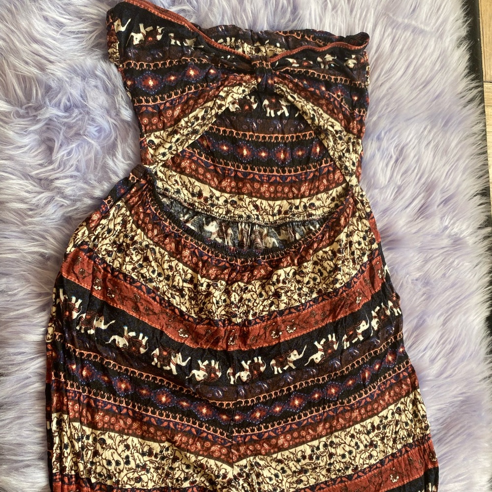 Boho style jumpsuit Womens one piece elephant print casual hippie romper